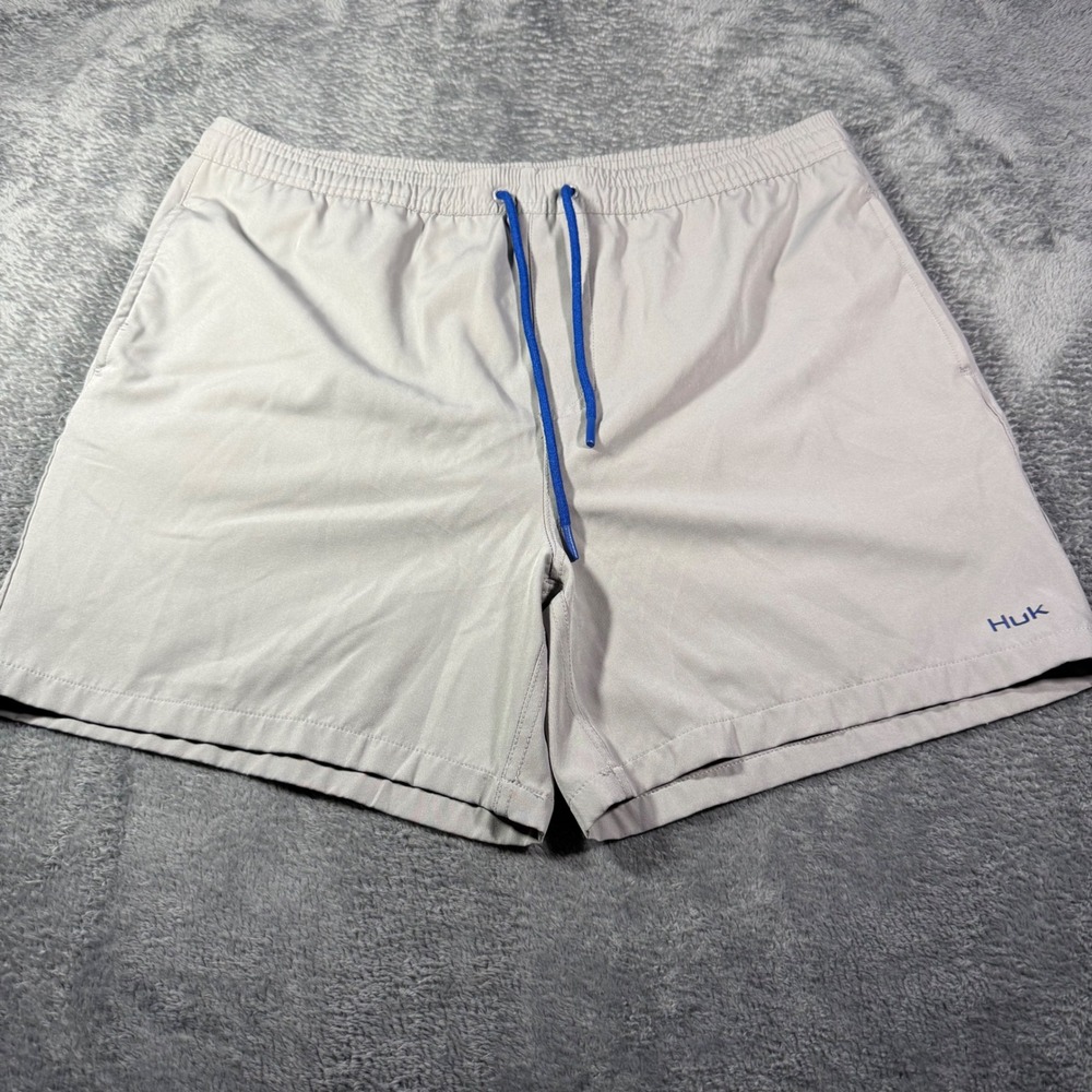 Huk Mens Performance Fishing Shorts Grey Size Medium Mesh Lined Quick Dry